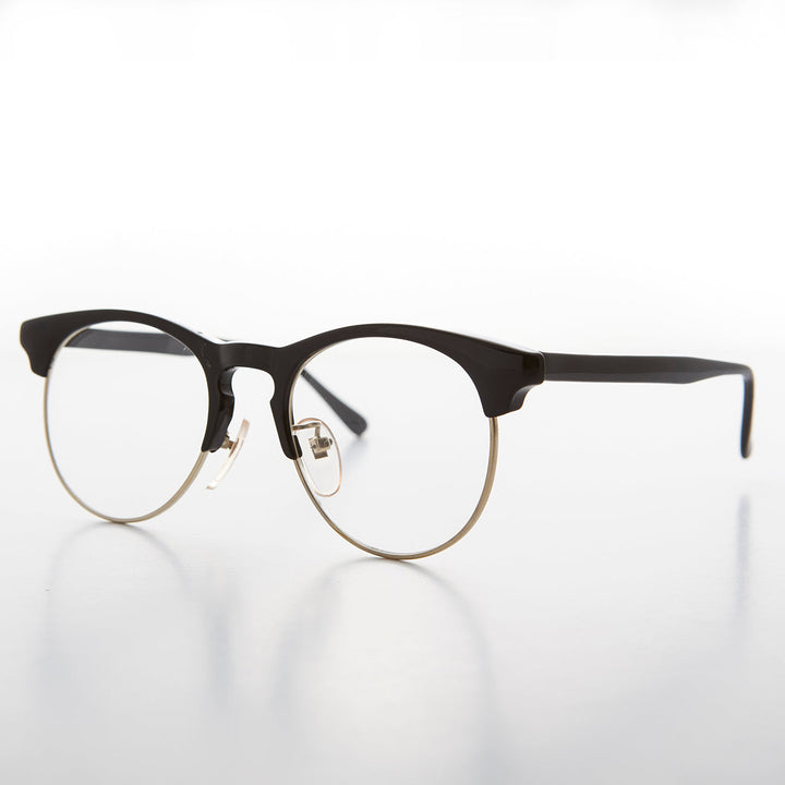 Hipster Horn Rim Eyeglasses with Keyhole Bridge - Quinn