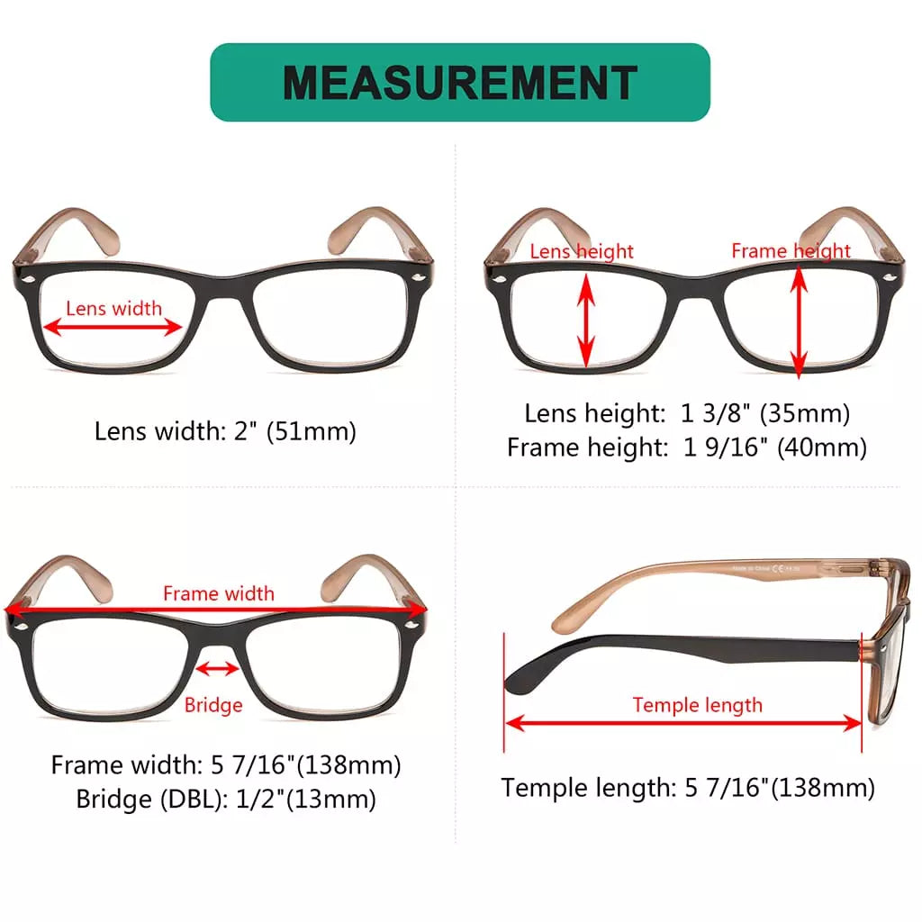 Retro Rectangle Reading Glasses Classic Chic Readers R075