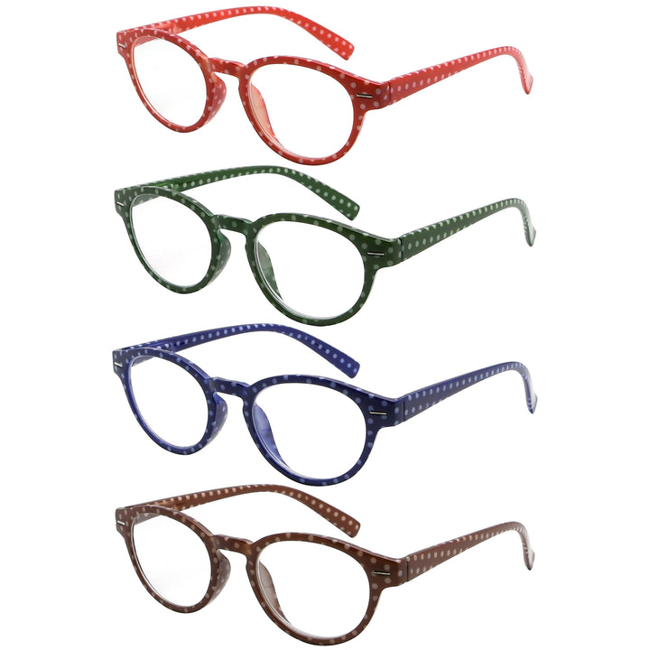 4 Pack Oval Polka Dots Pattern Reading Glasses R091P