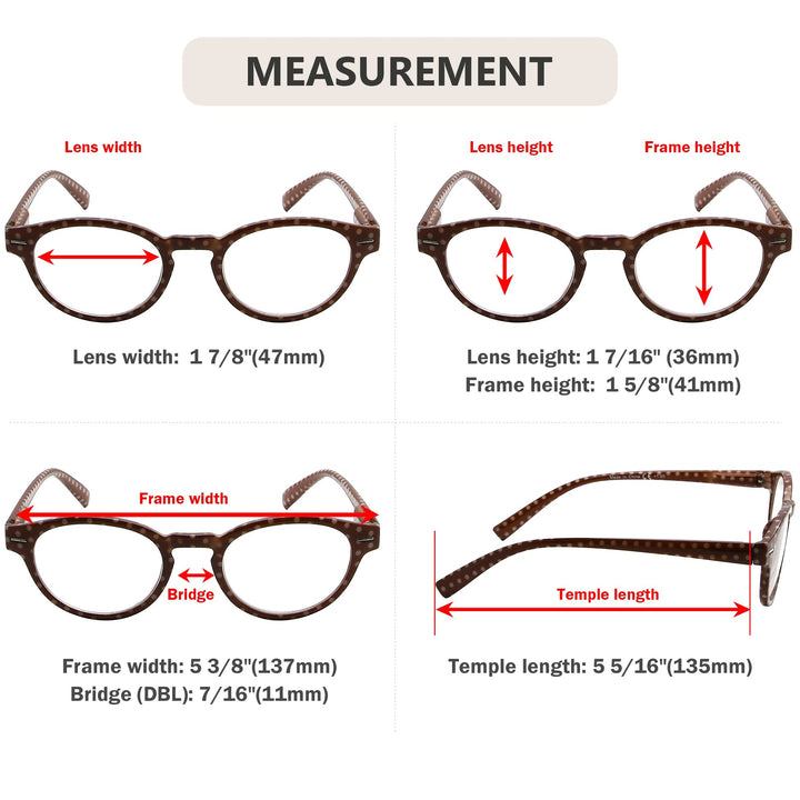 4 Pack Oval Polka Dots Pattern Reading Glasses R091P