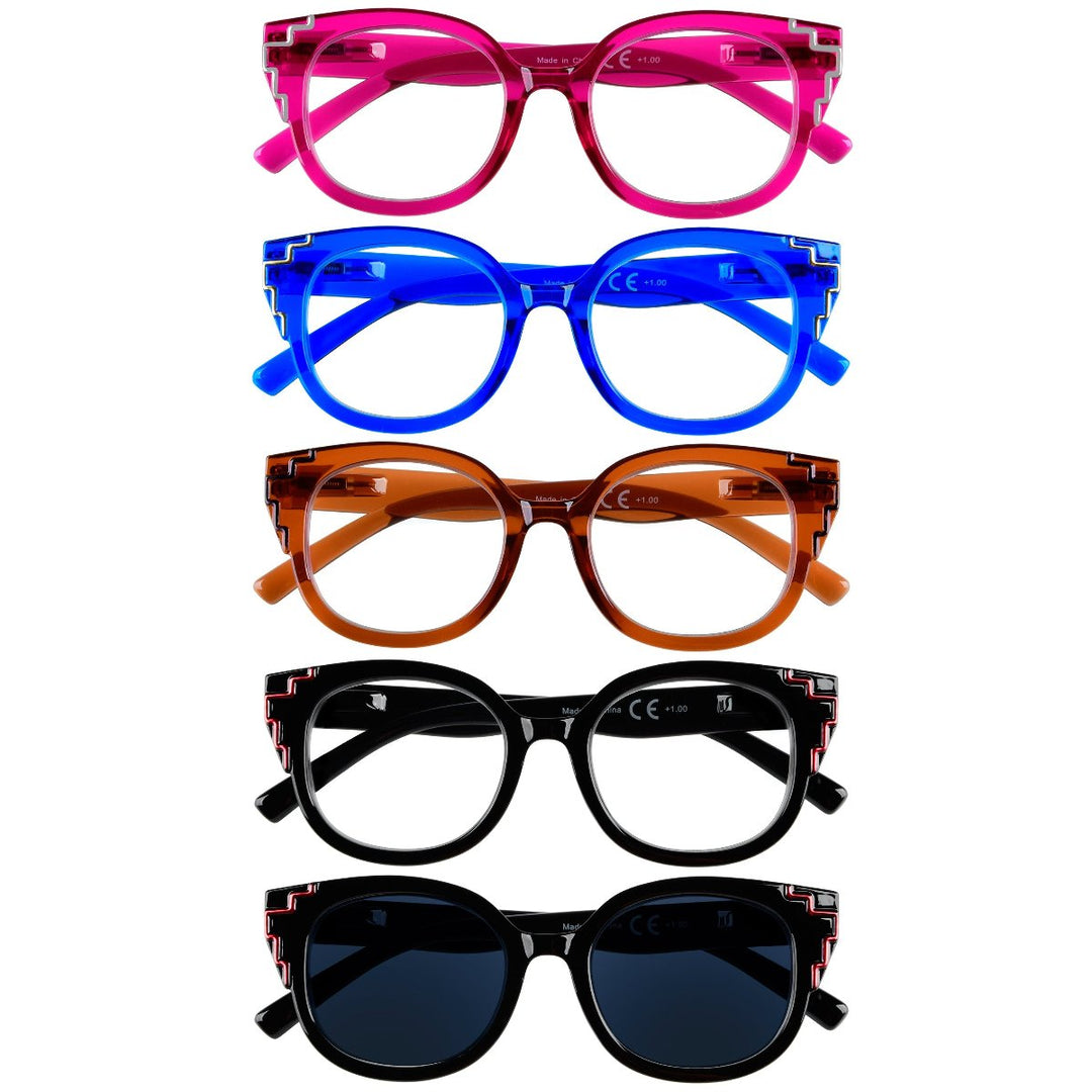 5 Pack Cat-eye Reading Glasses Fashion Readers R2119
