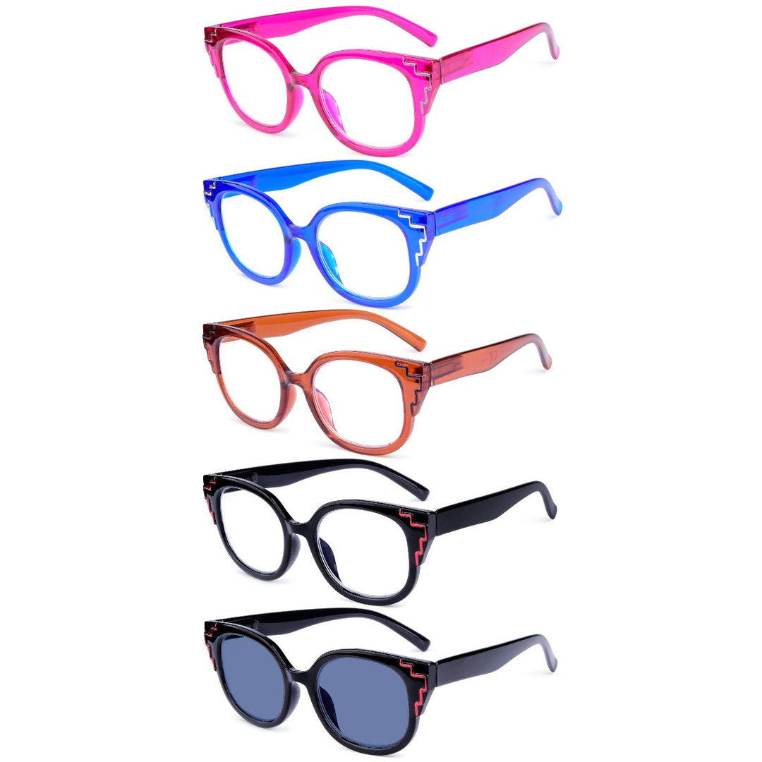 5 Pack Cat-eye Reading Glasses Fashion Readers R2119