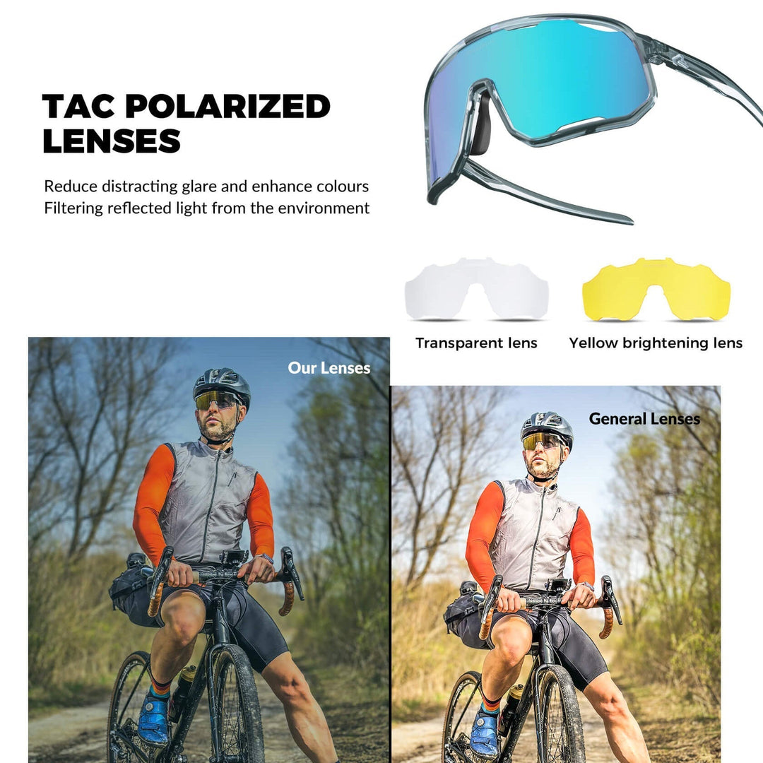 ROCKBROS Polarized Sunglasses UV400 Transparent Cycling Glasses Windproof TR90 Frame