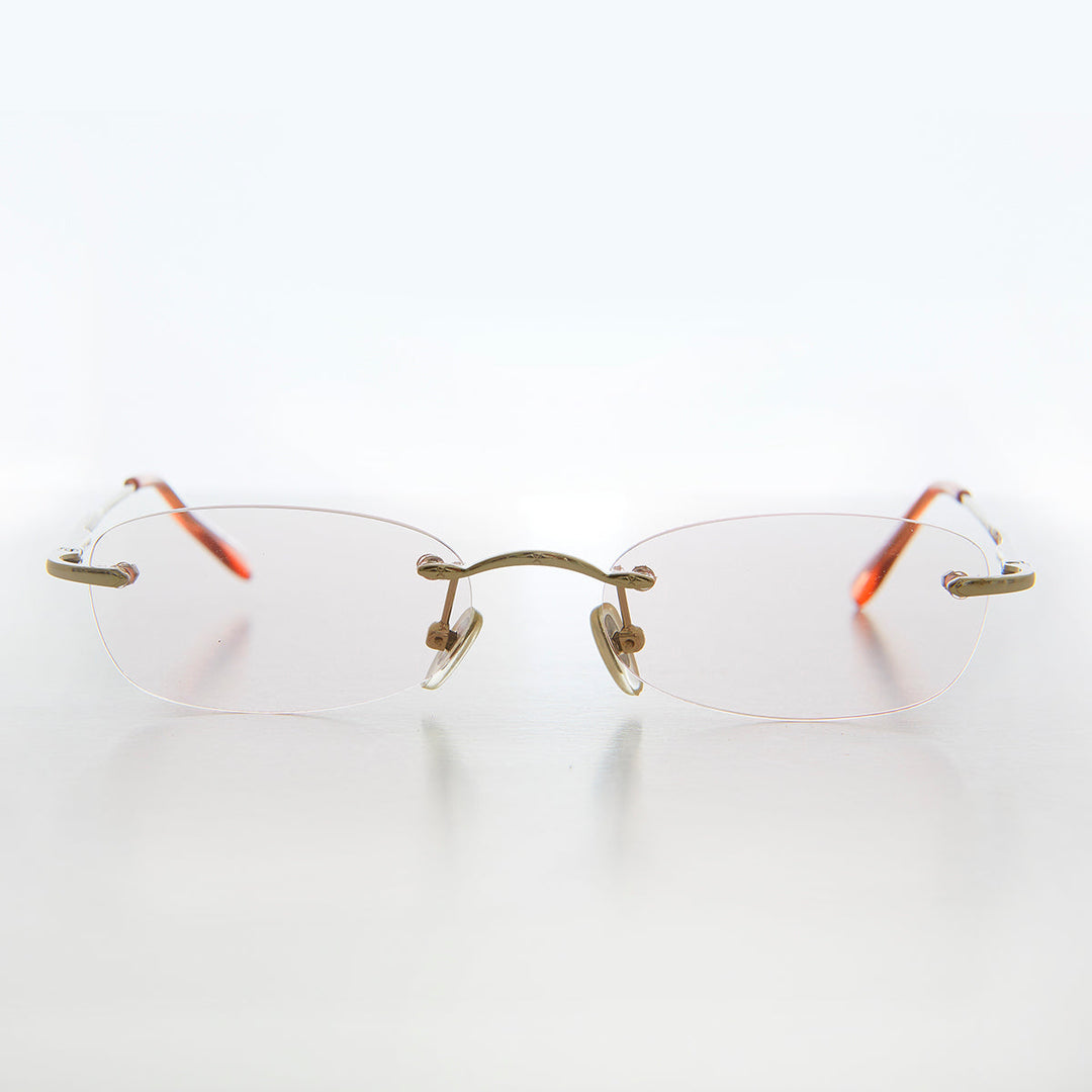 Rimless Tinted Rectangular Lens Reading Glasses - Ryn