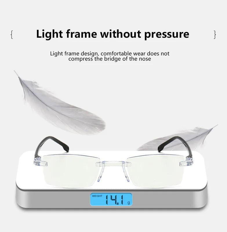 4-Pack Men's Rectangular Rimless Blue Light Blocking Reading Glasses