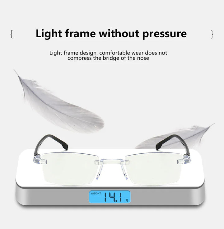 4-Pack Men's Rectangular Rimless Blue Light Blocking Reading Glasses