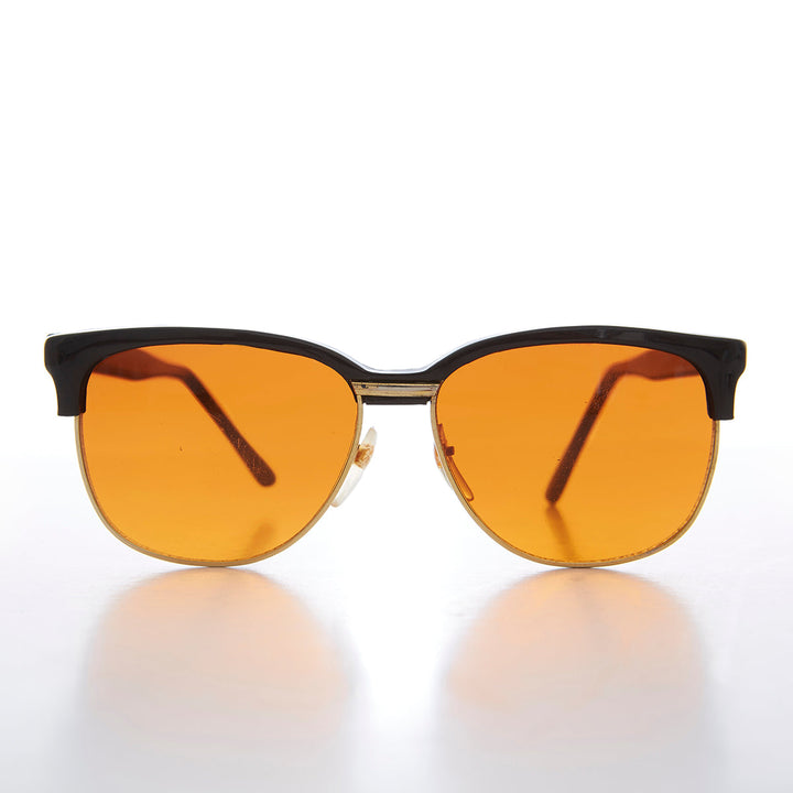 Amber Lens Half Frame Square Vintage Sunglasses - Sasha