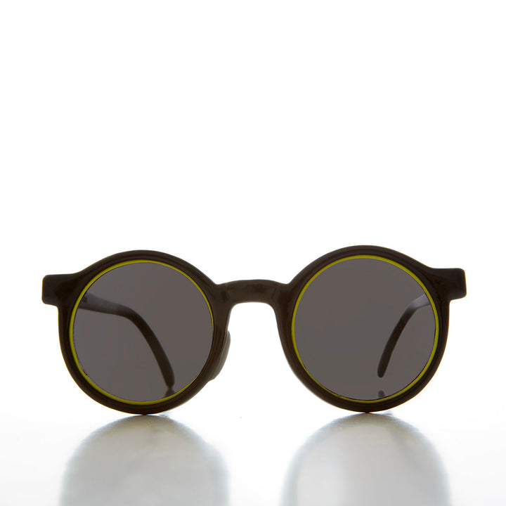 90s Small Round Techie Black Sunglasses - Screech