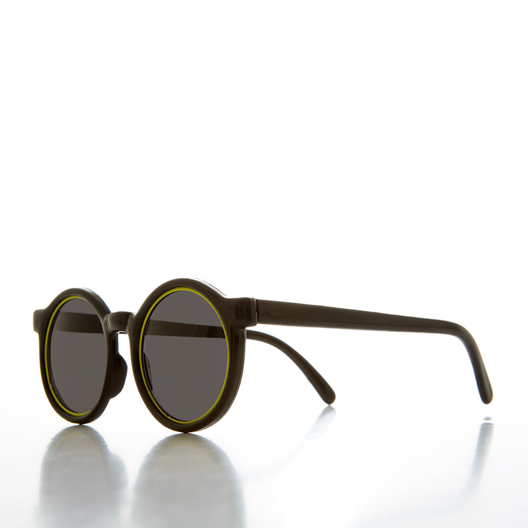 90s Small Round Techie Black Sunglasses - Screech