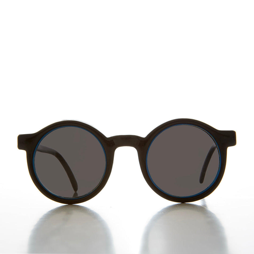 90s Small Round Techie Black Sunglasses - Screech