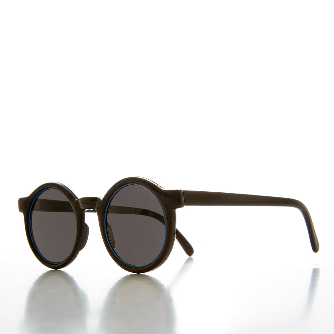 90s Small Round Techie Black Sunglasses - Screech