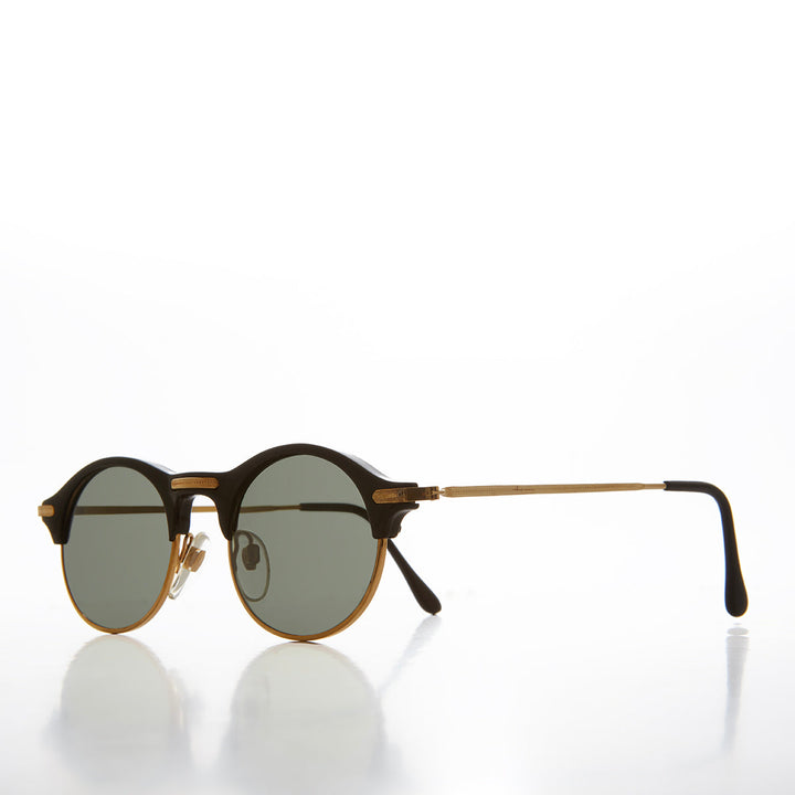 Gold Round Half Frame Vintage Sunglasses - Serby