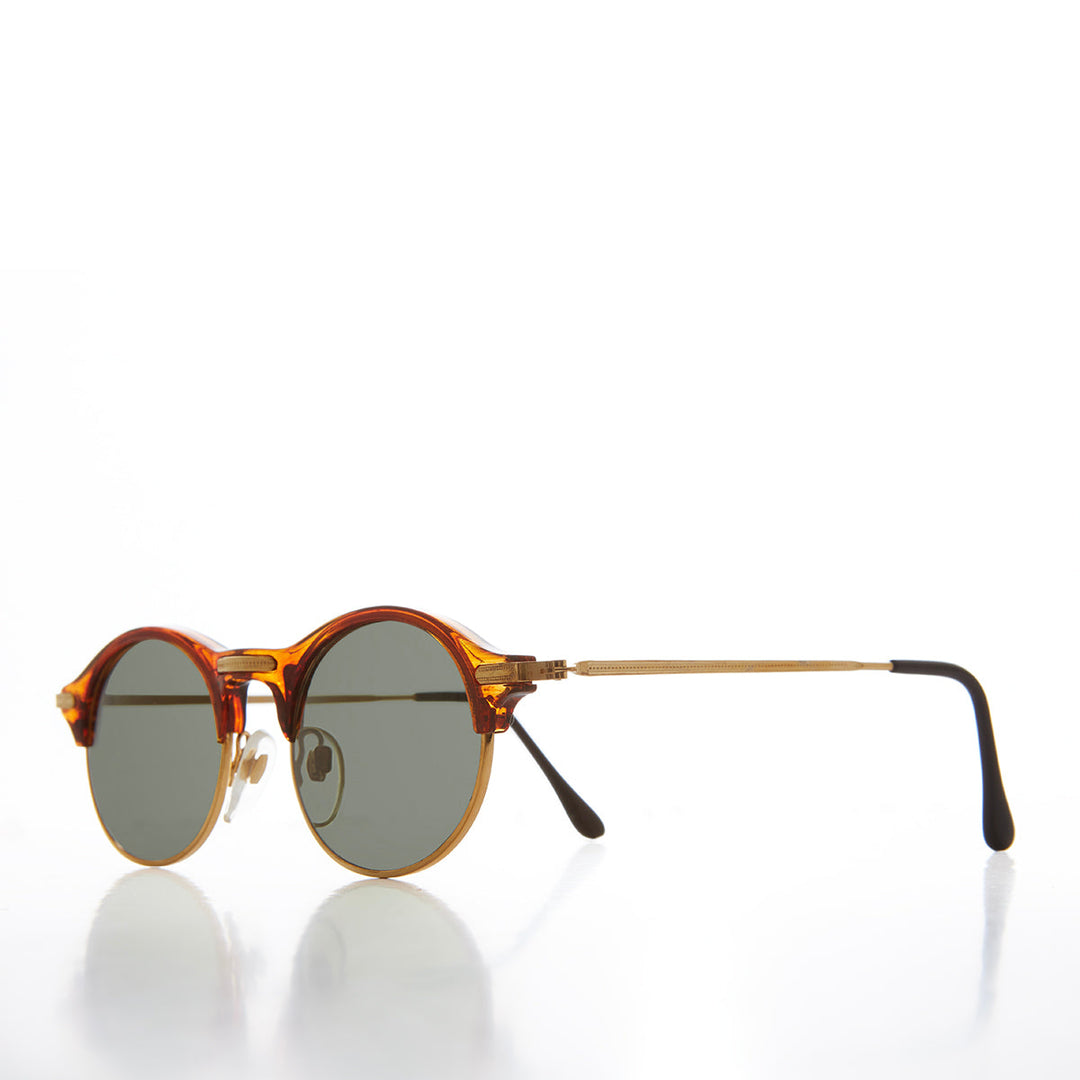 Gold Round Half Frame Vintage Sunglasses - Serby
