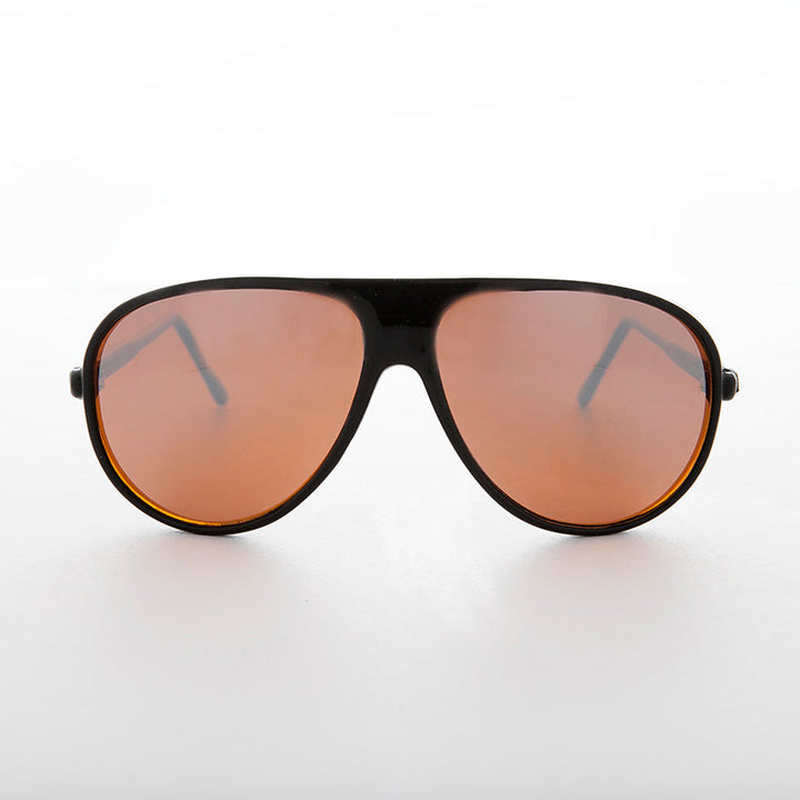Mirrored Amber Lens Vintage Aviator Sunglasses- Slater