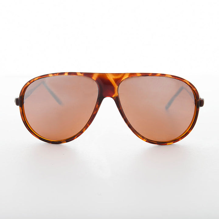 Mirrored Amber Lens Vintage Aviator Sunglasses- Slater