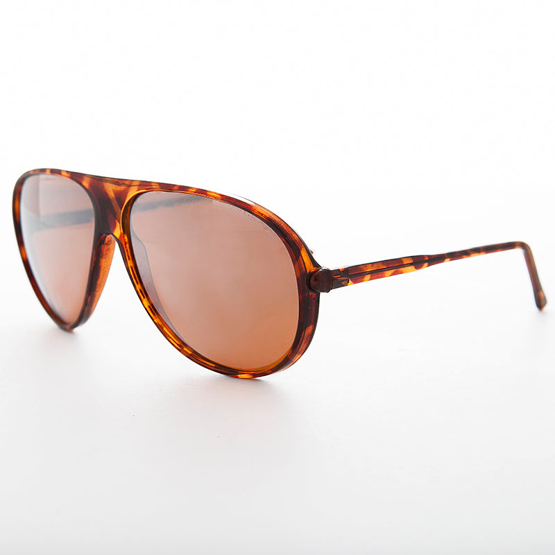 Mirrored Amber Lens Vintage Aviator Sunglasses- Slater