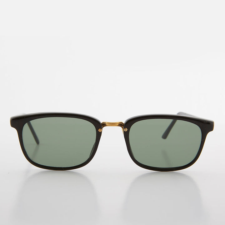 Rectangular Preppy Vintage Horn Rim Sunglass with Glass Lens - Spence