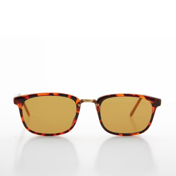 Rectangular Preppy Vintage Horn Rim Sunglass with Glass Lens - Spence