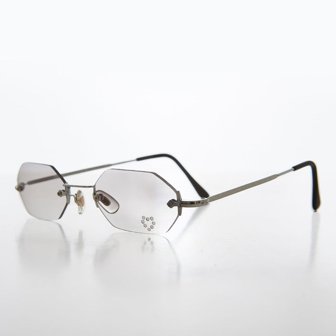 Heart Rhinestone Rimless Vintage Sunglasses - Splashy