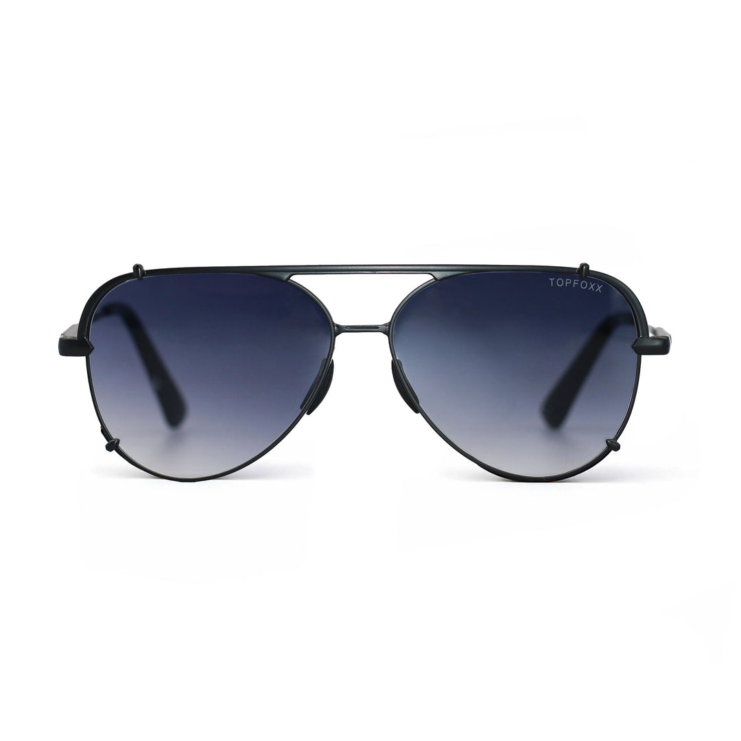 Smaller Cristina - Faded Black - Tangle Free Round Aviator Sunglasses