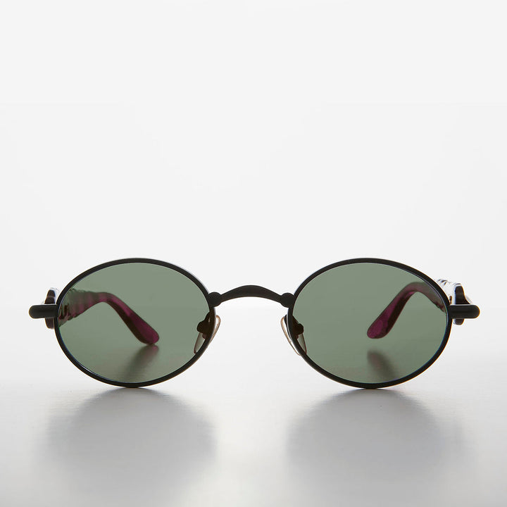 Unique 90s Oval Lens Vintage Sunglass Jagged Temple Design - Tweek