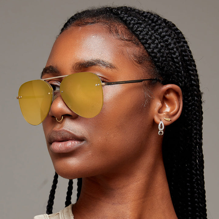 Smaller Megan 2 Mirrored Bronze - Tangle Free Aviator Sunglasses