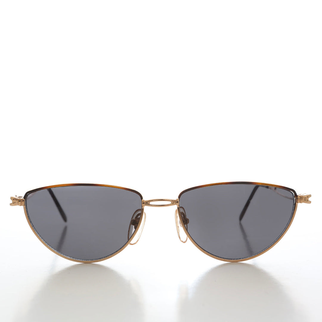 Gold Semi-Oval Vintage Sunglasses - Veanne