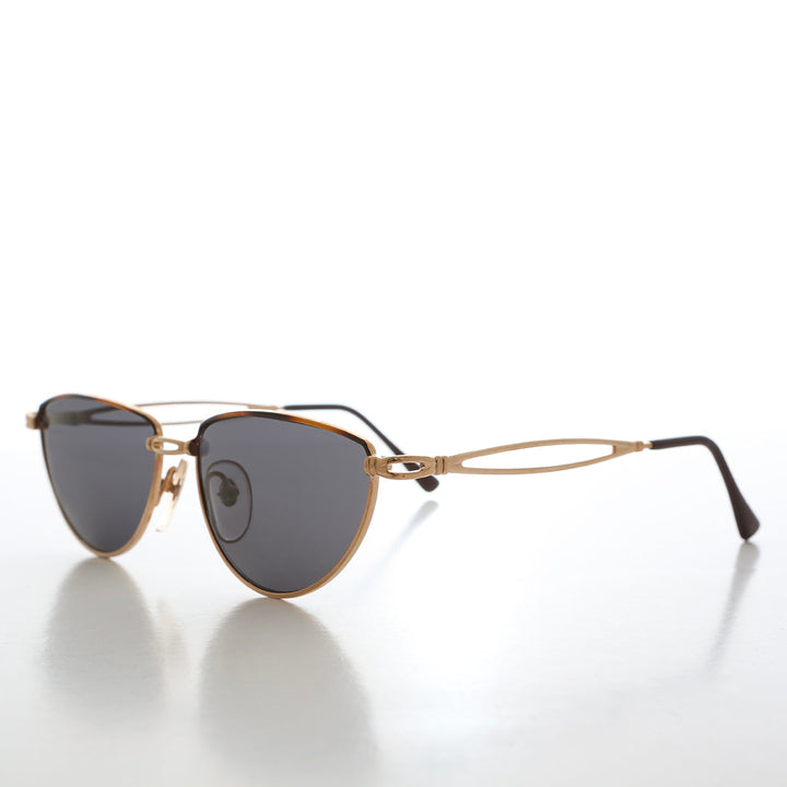 Gold Semi-Oval Vintage Sunglasses - Veanne