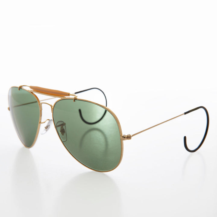 Vintage Aviator Sunglass with Cable Temples and Glass Lens - Wolfman