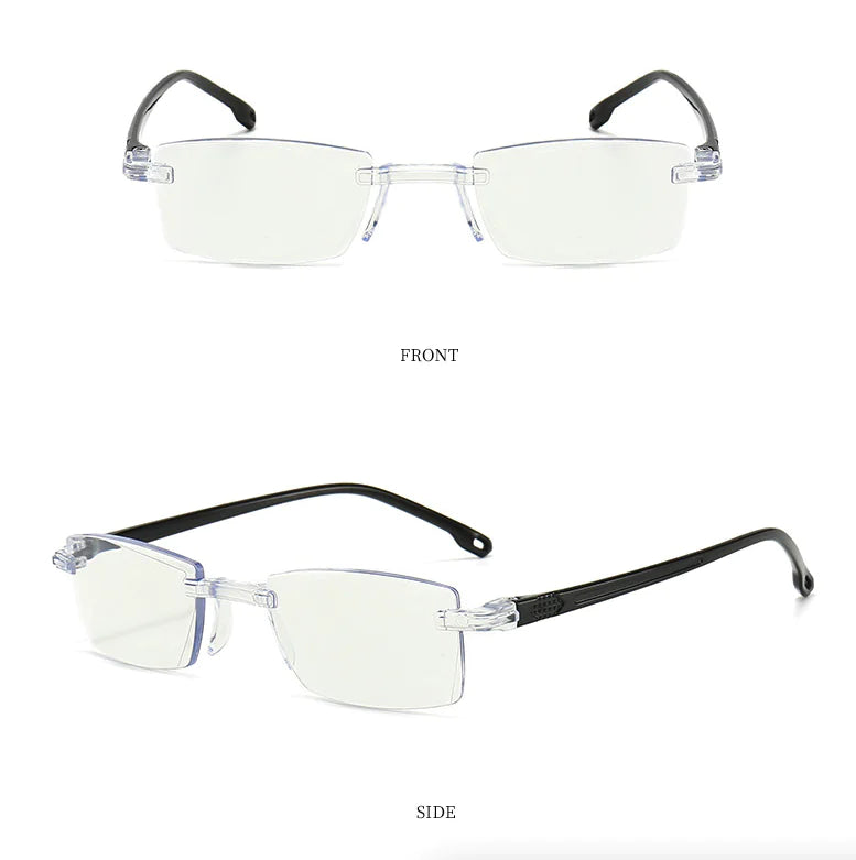 4-Pack Men's Rectangular Rimless Blue Light Blocking Reading Glasses