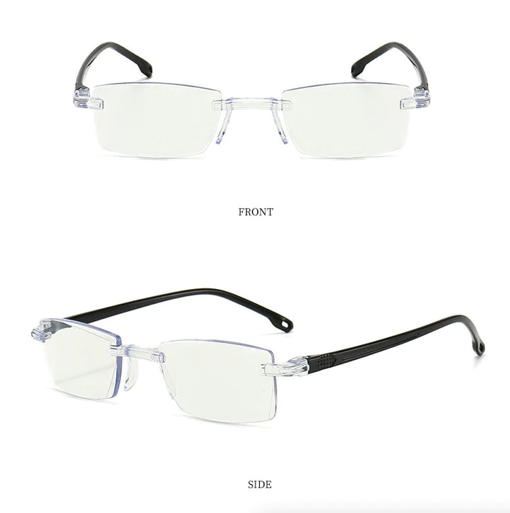 4-Pack Men's Rectangular Rimless Blue Light Blocking Reading Glasses