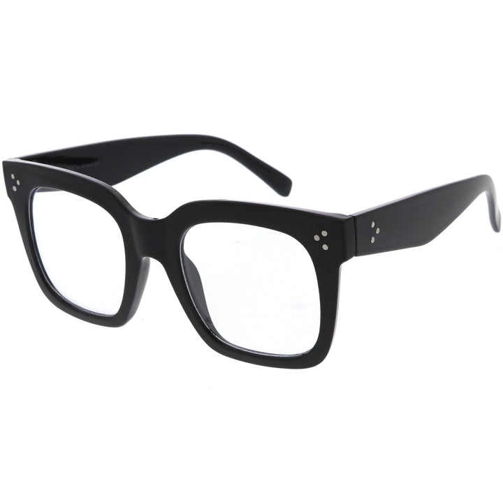 Bold Oversize Square Horn Rimmed Flat Lens Clear Glasses