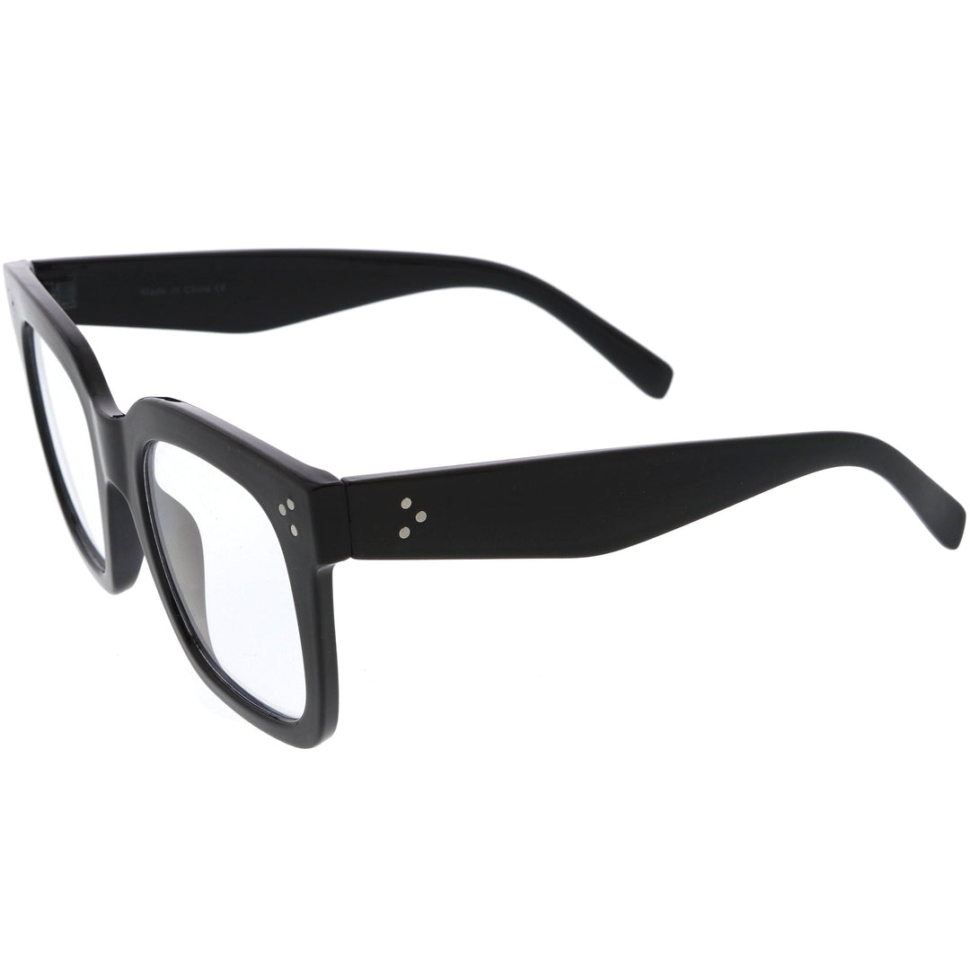 Bold Oversize Square Horn Rimmed Flat Lens Clear Glasses