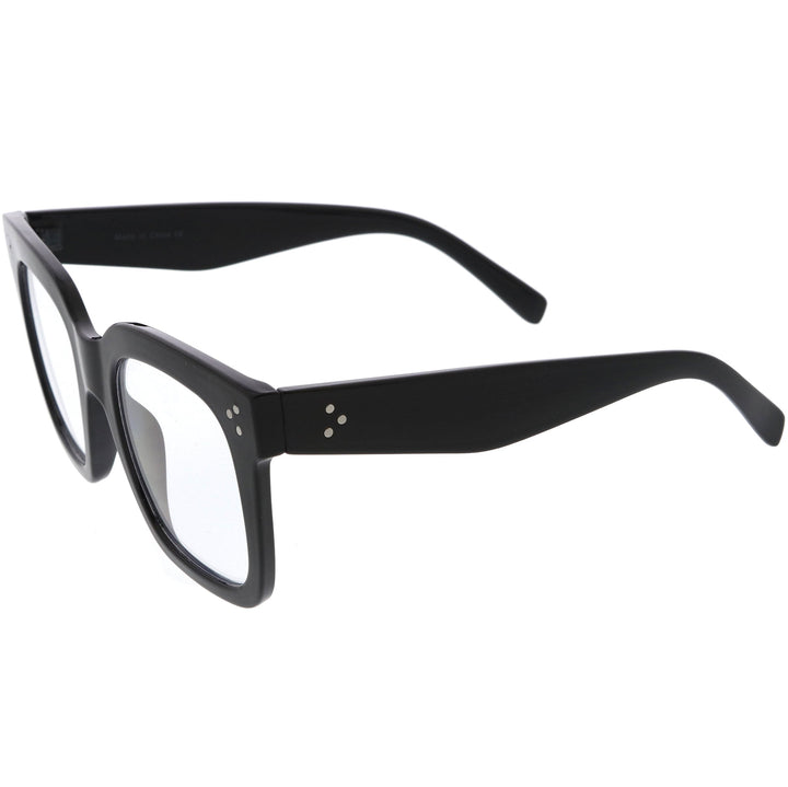 Bold Oversize Square Horn Rimmed Flat Lens Clear Glasses