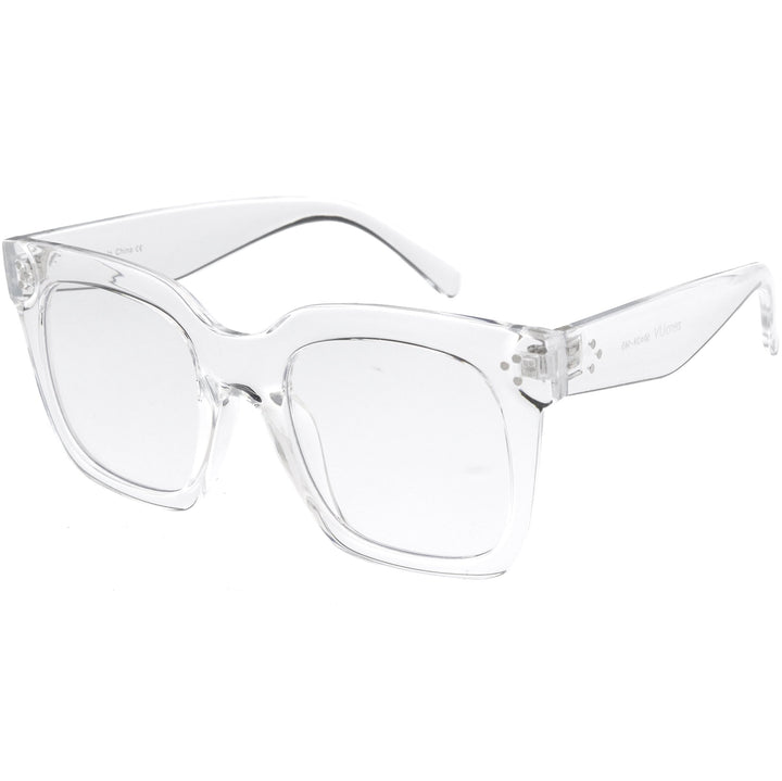 Bold Oversize Square Horn Rimmed Flat Lens Clear Glasses