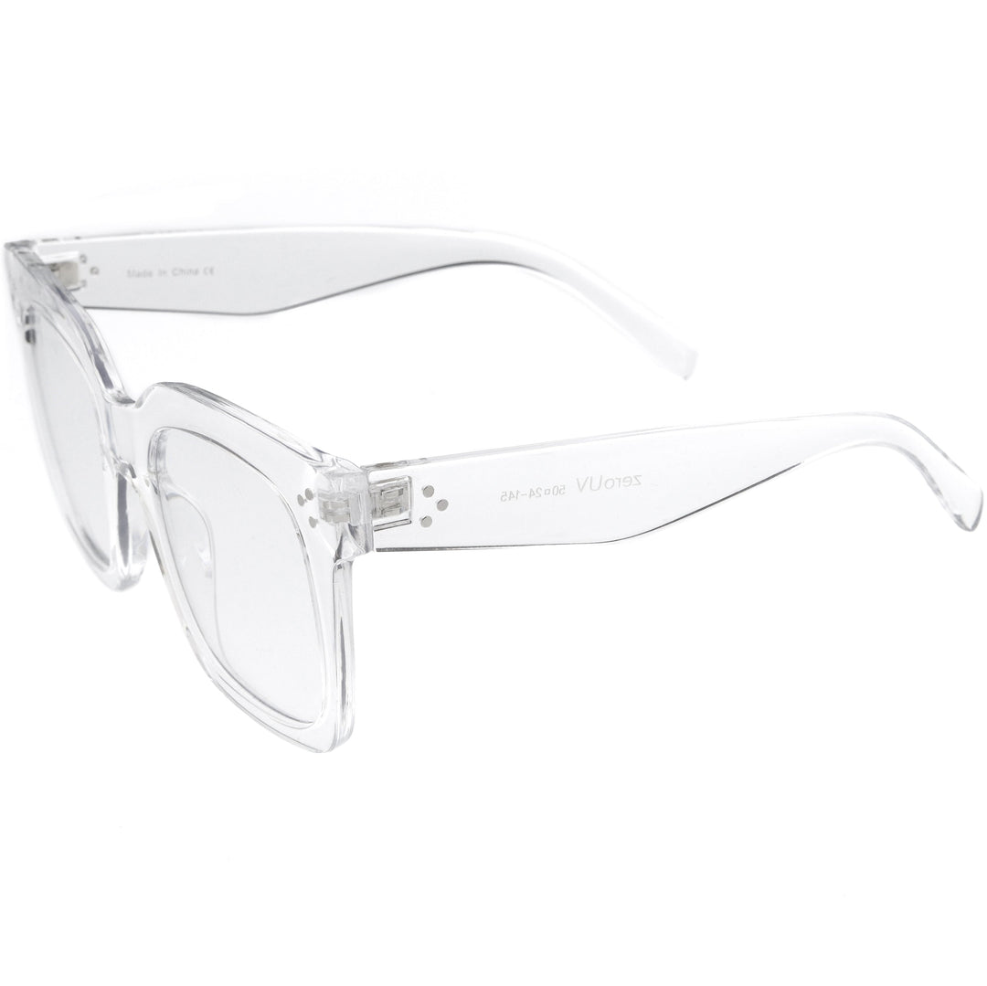 Bold Oversize Square Horn Rimmed Flat Lens Clear Glasses