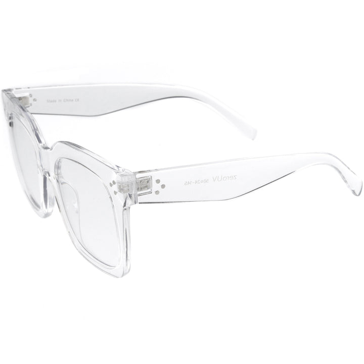 Bold Oversize Square Horn Rimmed Flat Lens Clear Glasses