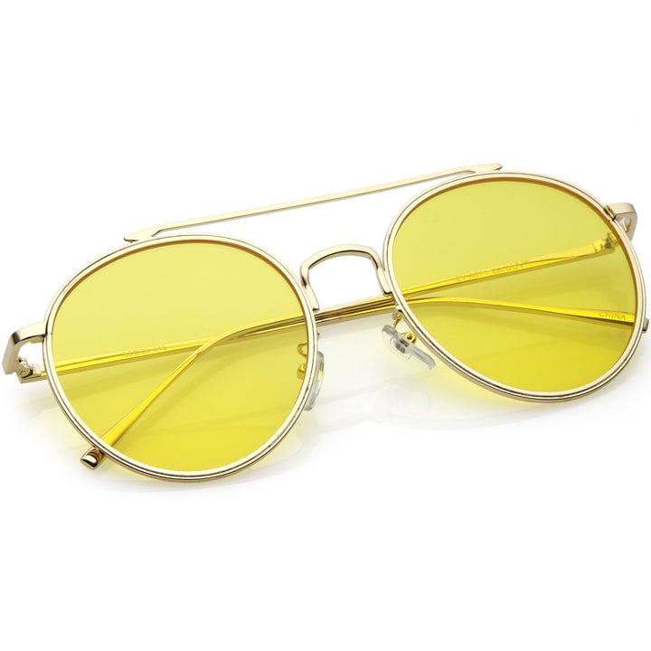 Modern Slim Round Color Tone Aviator Sunglasses A871
