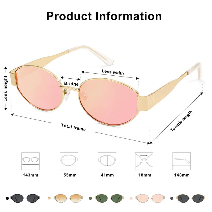 Retro Oval Sunglasses with UV400 Protection