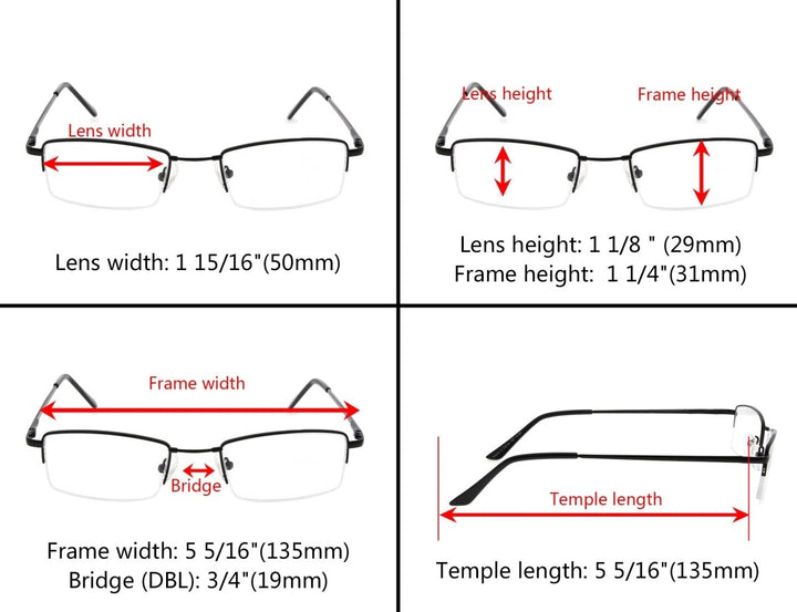 Classic Bendable Memory Metal Bridge Reading Glasses R1709