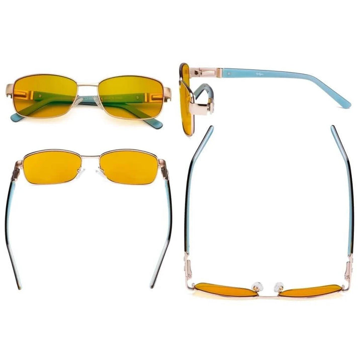 Blue Light Blocking Eyeglasses with Crystal Accents Amber Tinted Lenses LX19007-BB90