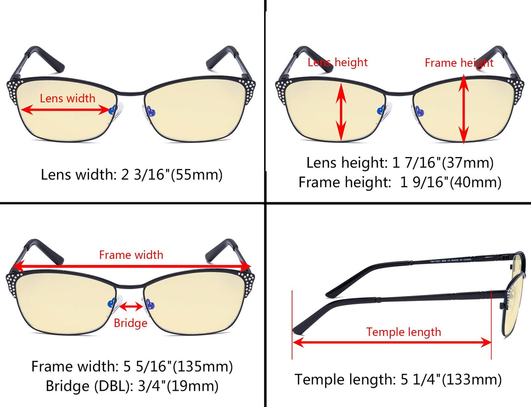 Blue Light Blocking Eyeglasses with Crystals TM17001