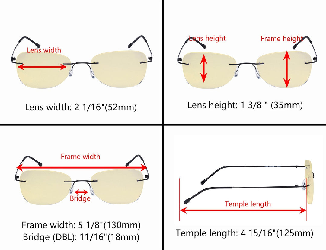 Gafas de lectura sin montura con bloqueo de luz azul TMWK9907B 