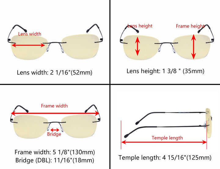 Gafas de lectura sin montura con bloqueo de luz azul TMWK9907B 