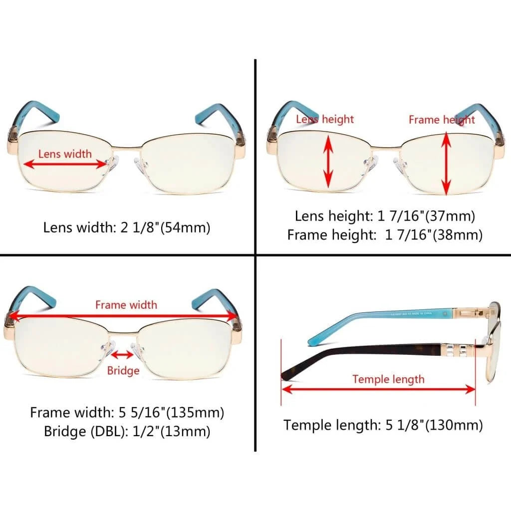 Blue Light Filter Eyeglasses with Crystal Accents Light Yellow Lenses LX19007-BB40