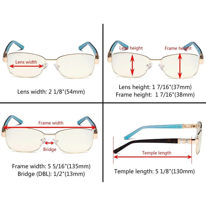 Blue Light Filter Eyeglasses with Crystal Accents Light Yellow Lenses LX19007-BB40