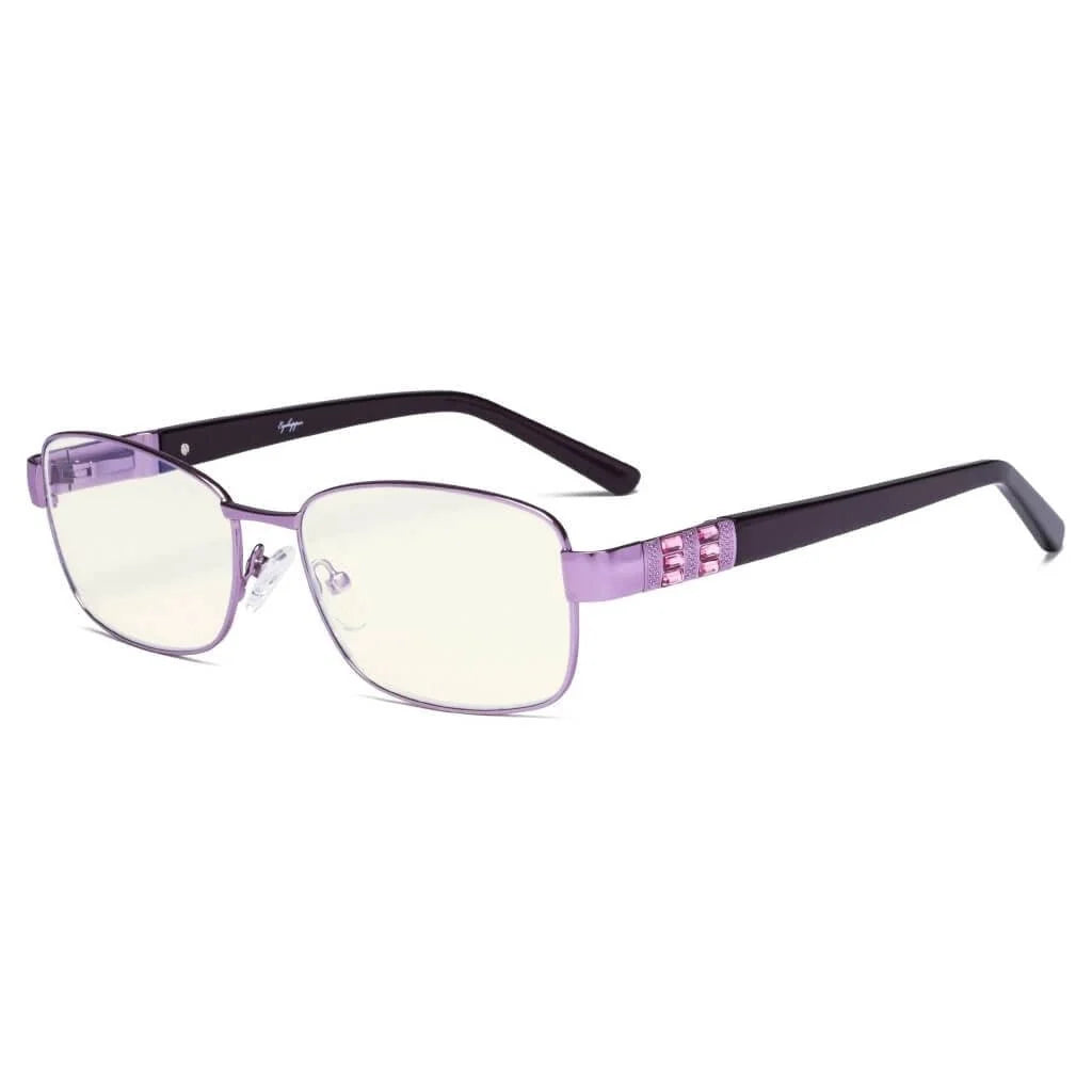 Blue Light Filter Eyeglasses with Crystal Accents Light Yellow Lenses LX19007-BB40