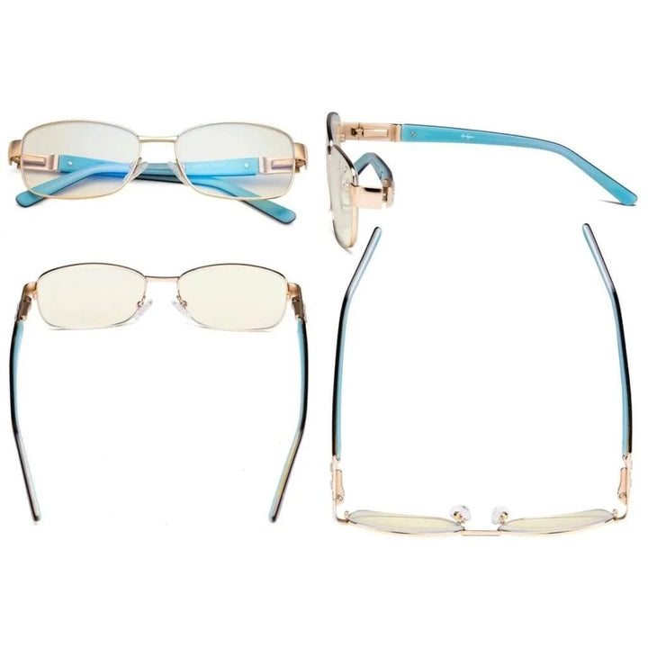 Blue Light Filter Eyeglasses with Crystal Accents Light Yellow Lenses LX19007-BB40