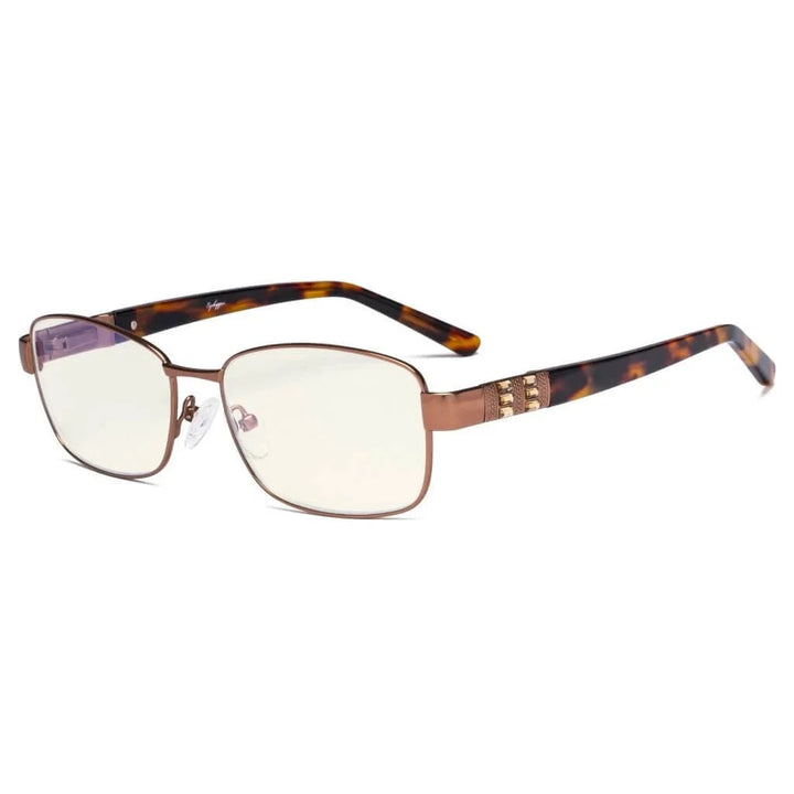 Blue Light Filter Eyeglasses with Crystal Accents Light Yellow Lenses LX19007-BB40