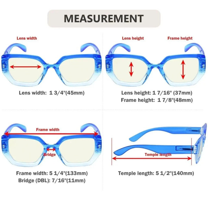 4 Pack Blue Light Filter Glasses Polygon Thicker Frame UVR2026